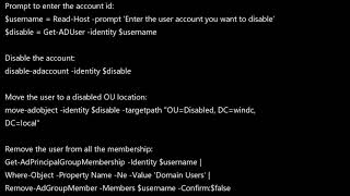 How to disable an AD user, move to a different OU using PowerShell