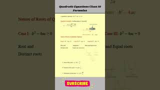 Quadratic Equations Class 10 Formulas #shorts #quadraticequation #class10maths