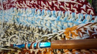 Working on my Crazy crochet double strand blanket