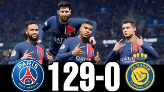 FC 24 -MESSI RONALDO NEYMAR & MBAPPE | ALL STARS |  PSG 129-0 AL NASSR