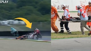 Moto3 race at Muggelo Crash 😱 Red Flag After huge accident  involving Farioli & Zurutuza 🚩