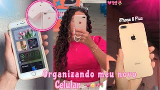 Organizando meu novo celular 🎀💗🌷(iPhone 8 plus) ~película, capinha, organização~…