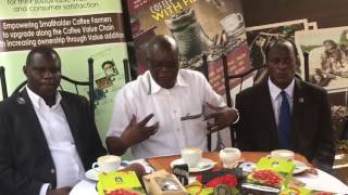 Hon. Gerald Ssendaula explaining the National Coffee Policy