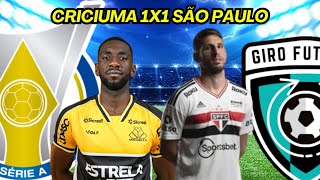 ANÁLISE TÁTICA E TÉCNICA DE CRICIUMA 1X1 SÃO PAULO PELO CAMPEONATO BRASILEIRO.