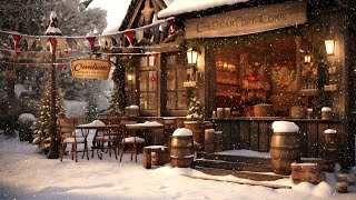 Snowy Street-Side Café Ambience with Jazz Relaxing Music for Study, Work