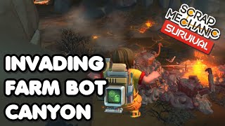 Invading Farmbot Canyon - Killing Farmbots in Scrap Mechanic Survival