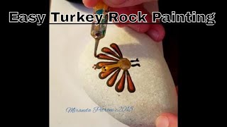 How to paint a fun EASY swipe turkey on stone Rock Painting Kids Can too~Thanksgiving~ dotting tools