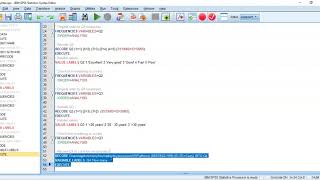 SPSS syntax to handle missing data, compute a new variable and change properties of variables