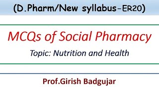 MCQs of nutrition and health- Social Pharmacy