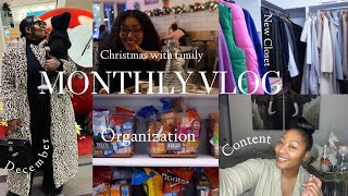 MONTHLY VLOG | December | Christmas With Family + New Closet +Organization + Content