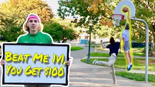 Beat Me 1v1, You Win $100 vs Random College Students! (Dunked On Trash Talker)