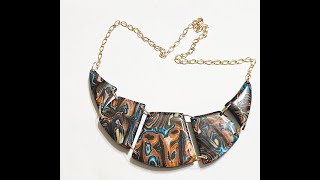 Polymer Clay Mokume Gane Veneer Necklace