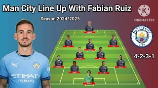 Manchester City Potential Line Up With Fabian Ruiz Season 2024/2025