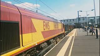 66030 heading through Peterborough Station platform 4 to Heck Plasmor in Yorkshire from Bow Depot.