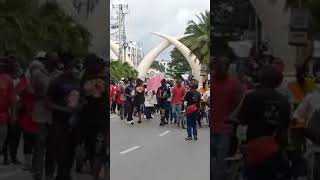 Protests have started in Mombasa, but the town remains calm.