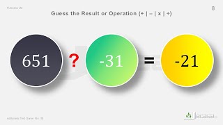 Arithmetic Test Game  No. 38 | Math Speed Test | (20)x(31) | (651)÷(-31) | (-31)x(-21) | (30)–(51)