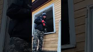 removing window frame using chainsaw #diy #farmhouseliving #windows #diyfix