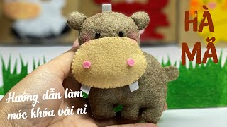 Hướng Dẫn Làm Móc Khóa Vải Nỉ Hà Mã - How To Make A Felt Hippo Keychain - Nhe Huynh Handmade