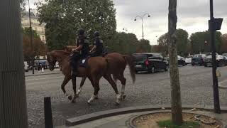 Poliția pe cai pe Champs-Elysees