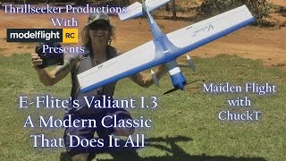 E Flite Valiant 1.3 with Safe & AS3X Maiden Flight with ChuckT