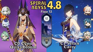 C0 Cyno Quickbloom & C1 Yelan Hypercarry | Spiral Abyss 4.8 Floor 12 | Genshin Impact