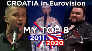 🇭🇷 Croatia in Eurovision - My Top 8 (2011 - 2020) with comments & ratings