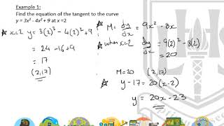 LHS Higher Mathematics - Differentiation 6 - Equation of Tangents