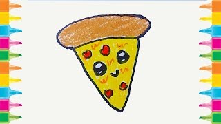 How to draw a Kawaii Pizza easy  for Kids Easy drawings