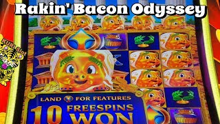 ★I WON ON THE NEW BACON SLOTS !!★RAKIN' BACON SAHARA & ODYSSEY Slot (ags)☆栗スロ