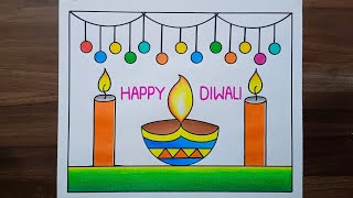 Diwali Drawing / Diwali Drawing Easy / Happy Diwali Drawing / Diwali Festival Drawing / Diwali Diya