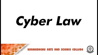 Cyber Law | Dr K.V Yuvaneshwari Assistant Professor |  Department of Commerce