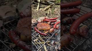 Cooking BBQ Food In The Wilderness #shorts