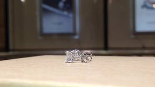 1.00 Carat Princess Cut Stud Earrings in 14K White Gold