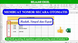 CARA MEMBUAT NOMOR SECARA OTOMATIS PADA EXCEL