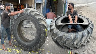 How Quick & Effective Repair for Tractor Tire Impact Sidewall Damage | Amazing Repairing Process