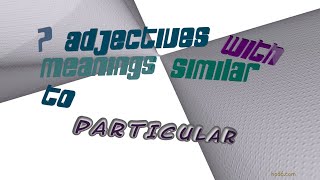 particular - 8 adjectives which are synonym to particular (sentence examples)