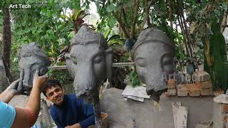 3D ganesh face making process with clay | Art Tech