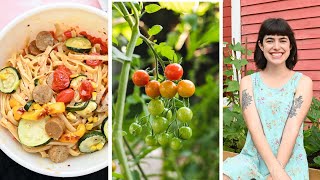 Summer Vegetable Pasta + a tour of my garden!