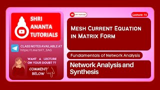 Mesh Current Equation in Matrix Form #kcl #kvl #electricalengineering #network #nodalanalysis #nodal