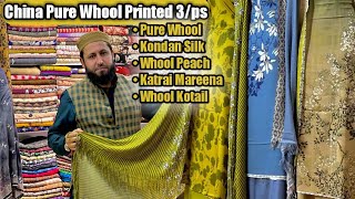 Pure Whool Printed 3/ps China Kondan |Katrai | Whool Peach | Pure Silk Winter Collection With Prices