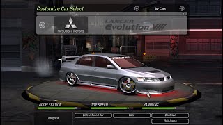 NFS Underground 2 | Mitsubishi Lancer Evo 8 Tuning | NFSU2