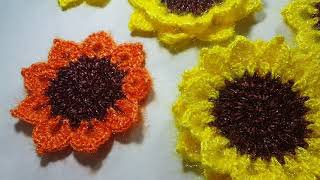 گل آفتابگردان قلاب بافی /sunflower crochet