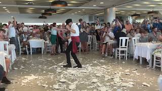 Opa! Plate smashing at Pyrgos, Santorini