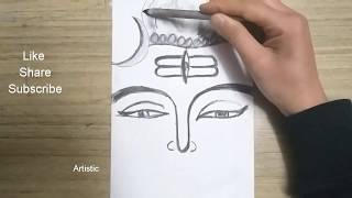 Very easy line art drawing of lord shiva | How to draw lord shiva easy | bholenath drawing