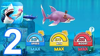 Hungry Shark World - Gameplay Walkthrough Part 2 - WhiteTip Reef: Max Upgraded (iOS, Android)