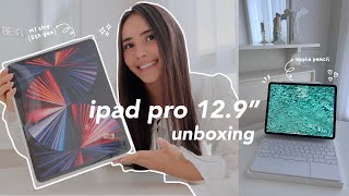 📦 iPad Pro 12.9" M1 chip unboxing  apple pencil 2, magic keyboard + accessories 🌷(asmr & aesthetic)