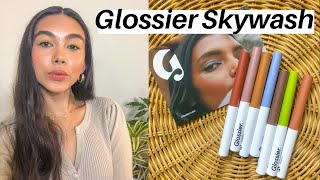 GLOSSIER SKYWASH | Review + Eye Swatches on Medium Skin Tone