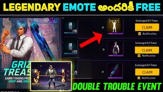 Free Fire New double trouble event free Emote in Telugu 🤩