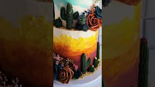 Arizona Sunset themed wedding cake🌵🌅 #arizona #weddingcake #buttercreamcake