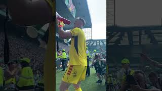 Joe Hart singing Celtic chant "Don't worry be happy"